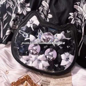 Harajuku Transparent Cat Ita Bag • Kawaii Lolita Shoulder Bag • White Mini Backpack Display Handbag