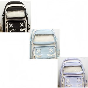 Hatsune Miku Ita Backpack – Large Anime Pin Display Bag with Clear Window & Kawaii Ribbon Design | Vocaloid Gift for Cosplay Fans