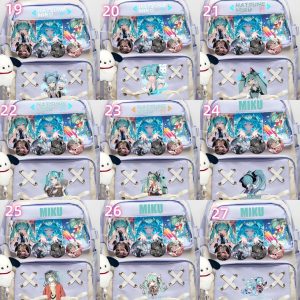 Hatsune Miku Ita Backpack – Large Anime Pin Display Bag with Clear Window & Kawaii Ribbon Design | Vocaloid Gift for Cosplay Fans