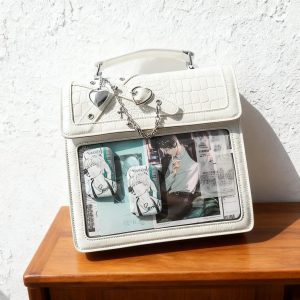 Heart Lock Ita Bag with Clear Display Window – PU Leather Crossbody, Shoulder, Handbag & Backpack Style for Anime Fans and Collectors