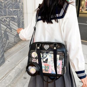 Heart-Shaped Ita Bag For Women, Anime Shoulder Bag, Clear Window Bag, Pin Display Bag,Ita Crossbody Bag,Lightweight Women Handbag,Daily Bags