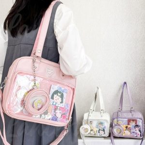Heart-Shaped Ita Bag For Women, Anime Shoulder Bag, Clear Window Bag, Pin Display Bag,Ita Crossbody Bag,Lightweight Women Handbag,Daily Bags
