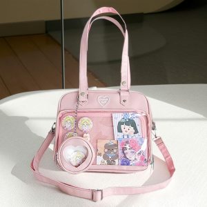 Heart-Shaped Ita Bag For Women, Anime Shoulder Bag, Clear Window Bag, Pin Display Bag,Ita Crossbody Bag,Lightweight Women Handbag,Daily Bags