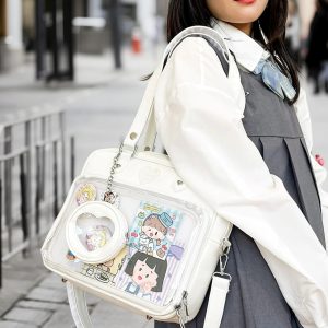 Heart-Shaped Ita Bag For Women, Anime Shoulder Bag, Clear Window Bag, Pin Display Bag,Ita Crossbody Bag,Lightweight Women Handbag,Daily Bags