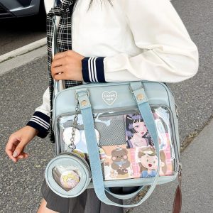Heart-Shaped Ita Bag For Women, Anime Shoulder Bag, Clear Window Bag, Pin Display Bag,Ita Crossbody Bag,Lightweight Women Handbag,Daily Bags