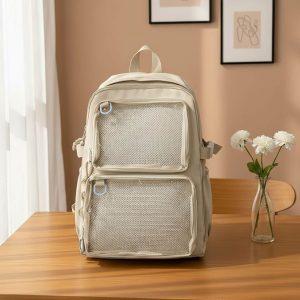 Ita Backpack with Clear Window, Personalized Display Backpack, Cute Nylon Display Bag for Pins, Kawaii Anime Backpack for School or Travel