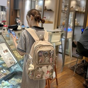 Ita Bag Backpack, Customizable Badge Bag, Versatile Ita Bag, Clear Window Pin Display Backpack, School Backpack, Anime Collector’s Rucksack