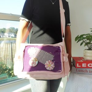 Ita Bag Crossbody, Kawaii Pink Ita Bag with Clear Window, Anime Crossbody ItaBag, Aesthetic Pin Display Purse, Japanese Fashion Gift for Her