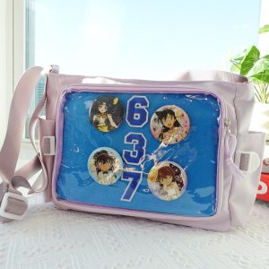 Ita Bag Crossbody, Kawaii Pink Ita Bag with Clear Window, Anime Crossbody ItaBag, Aesthetic Pin Display Purse, Japanese Fashion Gift for Her