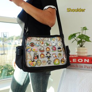 Ita Bag Crossbody, Kawaii Pink Ita Bag with Clear Window, Anime Crossbody ItaBag, Aesthetic Pin Display Purse, Japanese Fashion Gift for Her