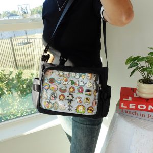 Ita Bag Crossbody, Kawaii Pink Ita Bag with Clear Window, Anime Crossbody ItaBag, Aesthetic Pin Display Purse, Japanese Fashion Gift for Her