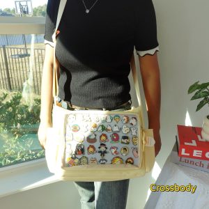 Ita Bag Crossbody, Kawaii Pink Ita Bag with Clear Window, Anime Crossbody ItaBag, Aesthetic Pin Display Purse, Japanese Fashion Gift for Her