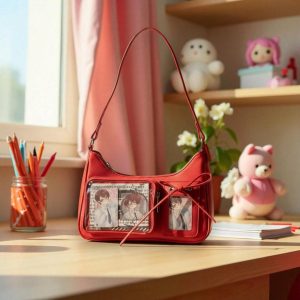 Ita Bag Y2K , Kawaii Black PU Leather Crossbody Purse
