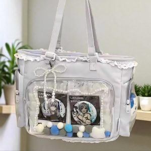 Ita multicolored bag with insert, anime shoulder bag, window bag for pins, kawaii itabag cosplay, messenger bag