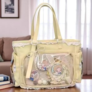 Ita multicolored bag with insert, anime shoulder bag, window bag for pins, kawaii itabag cosplay, messenger bag