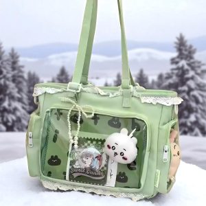 Ita multicolored bag with insert, anime shoulder bag, window bag for pins, kawaii itabag cosplay, messenger bag