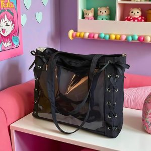 Ita Shoulder pastel bag with insert, Window bag customizable for pins, charms, anime, cosplay, Itabag kawaii original