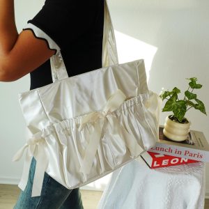 Ita Tote Bag with Clear Window | Cute Kawaii Ruffle Display Bag | Shoulder Carry Tote for Anime Pin Collectors, Japanese Anime Itabags.