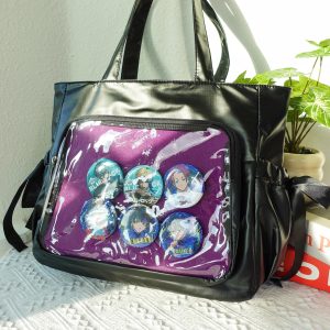 Ita Tote Bag with Clear Window | Cute Kawaii Ruffle Display Bag | Shoulder Carry Tote for Anime Pin Collectors, Japanese Anime Itabags.