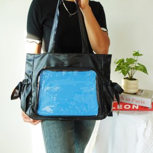 Ita Tote Bag with Clear Window | Cute Kawaii Ruffle Display Bag | Shoulder Carry Tote for Anime Pin Collectors, Japanese Anime Itabags.