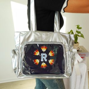 Ita Tote Bag with Clear Window | Cute Kawaii Ruffle Display Bag | Shoulder Carry Tote for Anime Pin Collectors, Japanese Anime Itabags.
