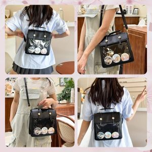 Japan Style Girl ITA backpack, kawaii star bag, ita backpack, enamel pin ita bag, PU leather ita bag, cosplay bag, anime convention ita bag