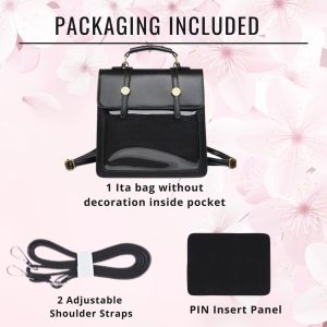 Japan Style Girl ITA backpack, kawaii star bag, ita backpack, enamel pin ita bag, PU leather ita bag, cosplay bag, anime convention ita bag