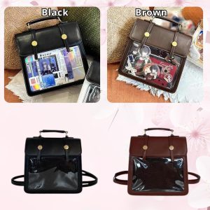 Japan Style Girl ITA backpack, kawaii star bag, ita backpack, enamel pin ita bag, PU leather ita bag, cosplay bag, anime convention ita bag