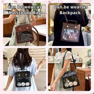 Japan Style Girl ITA backpack, kawaii star bag, ita backpack, enamel pin ita bag, PU leather ita bag, cosplay bag, anime convention ita bag