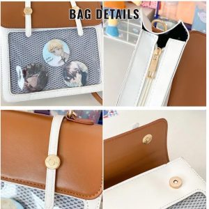 Japan Style Girl ITA backpack, kawaii star bag, ita backpack, enamel pin ita bag, PU leather ita bag, cosplay bag, anime convention ita bag