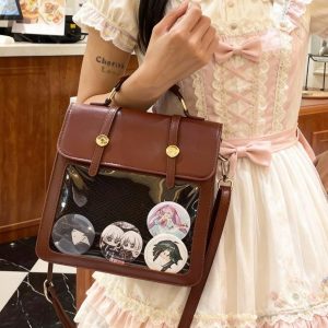 Japan Style Girl ITA backpack, kawaii star bag, ita backpack, enamel pin ita bag, PU leather ita bag, cosplay bag, anime convention ita bag