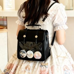 Japan Style Girl ITA backpack, kawaii star bag, ita backpack, enamel pin ita bag, PU leather ita bag, cosplay bag, anime convention ita bag