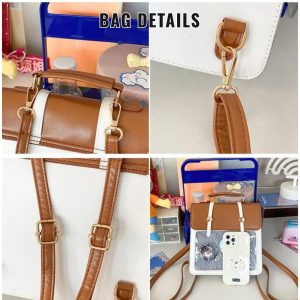 Japan Style Girl ITA backpack, kawaii star bag, ita backpack, enamel pin ita bag, PU leather ita bag, cosplay bag, anime convention ita bag