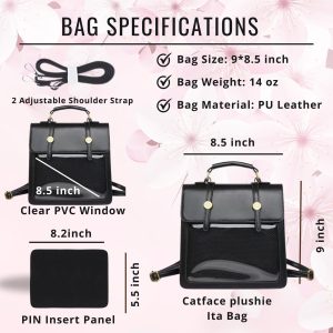 Japan Style Girl ITA backpack, kawaii star bag, ita backpack, enamel pin ita bag, PU leather ita bag, cosplay bag, anime convention ita bag