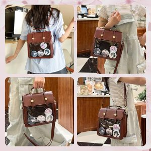 Japan Style Girl ITA backpack, kawaii star bag, ita backpack, enamel pin ita bag, PU leather ita bag, cosplay bag, anime convention ita bag