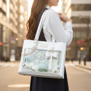 Japanese Bow Bag, Custom Bag, Clear Display Window, Kawaii Shoulder Bag, Anime Collectibles, Trendy,Bow Chain Shoulder Bag,Handbag For Otaku