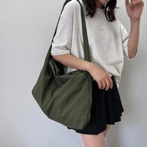 Japanese Canvas Messenger Bag: Unisex Crossbody Book Bag