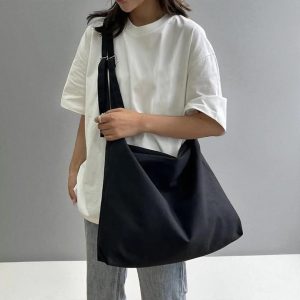 Japanese Canvas Messenger Bag: Unisex Crossbody Book Bag