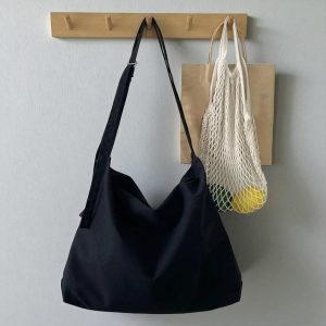 Japanese Canvas Messenger Bag: Unisex Crossbody Book Bag