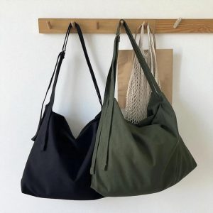 Japanese Canvas Messenger Bag: Unisex Crossbody Book Bag