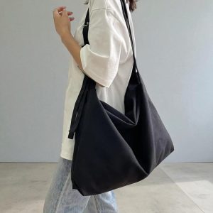 Japanese Canvas Messenger Bag: Unisex Crossbody Book Bag