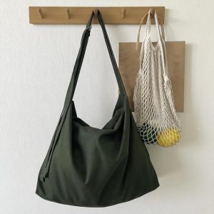 Japanese Canvas Messenger Bag: Unisex Crossbody Book Bag