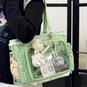 Japanese Ita Bag – Cute Transparent Lolita Shoulder Tote Crossbody for Anime Pins & Charms