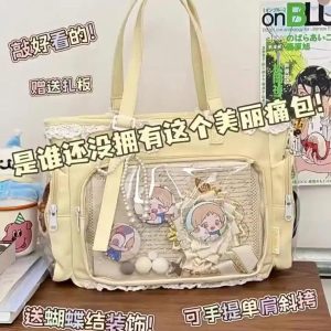 Japanese Ita Bag – Cute Transparent Lolita Shoulder Tote Crossbody for Anime Pins & Charms