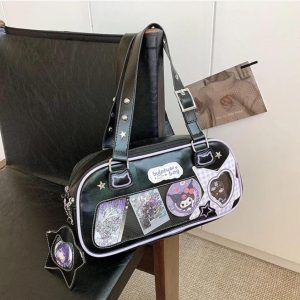 Japanese Ita Bag – Transparent Blue PU Leather Handbag, Harajuku Style