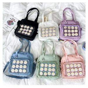 Japanese Ita Bag: Transparent Kawaii Shoulder Tote, Anime Pin Display