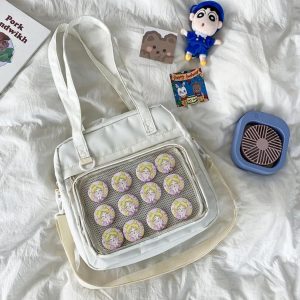 Japanese Ita Bag: Transparent Kawaii Shoulder Tote, Anime Pin Display