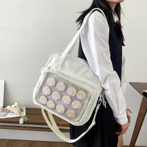 Japanese Ita Bag: Transparent Kawaii Shoulder Tote, Anime Pin Display