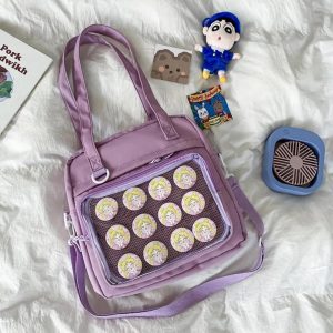 Japanese Ita Bag: Transparent Kawaii Shoulder Tote, Anime Pin Display