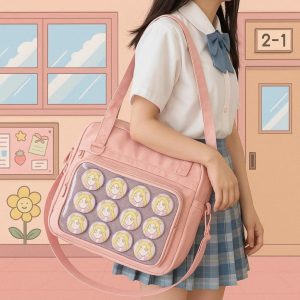 Japanese Ita Bag: Transparent Kawaii Shoulder Tote, Anime Pin Display